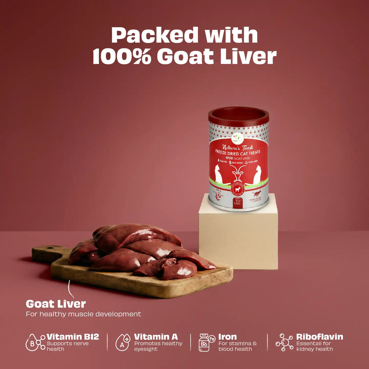 Pawfect Freeze Dried Goat Liver Treats For Cats 50g