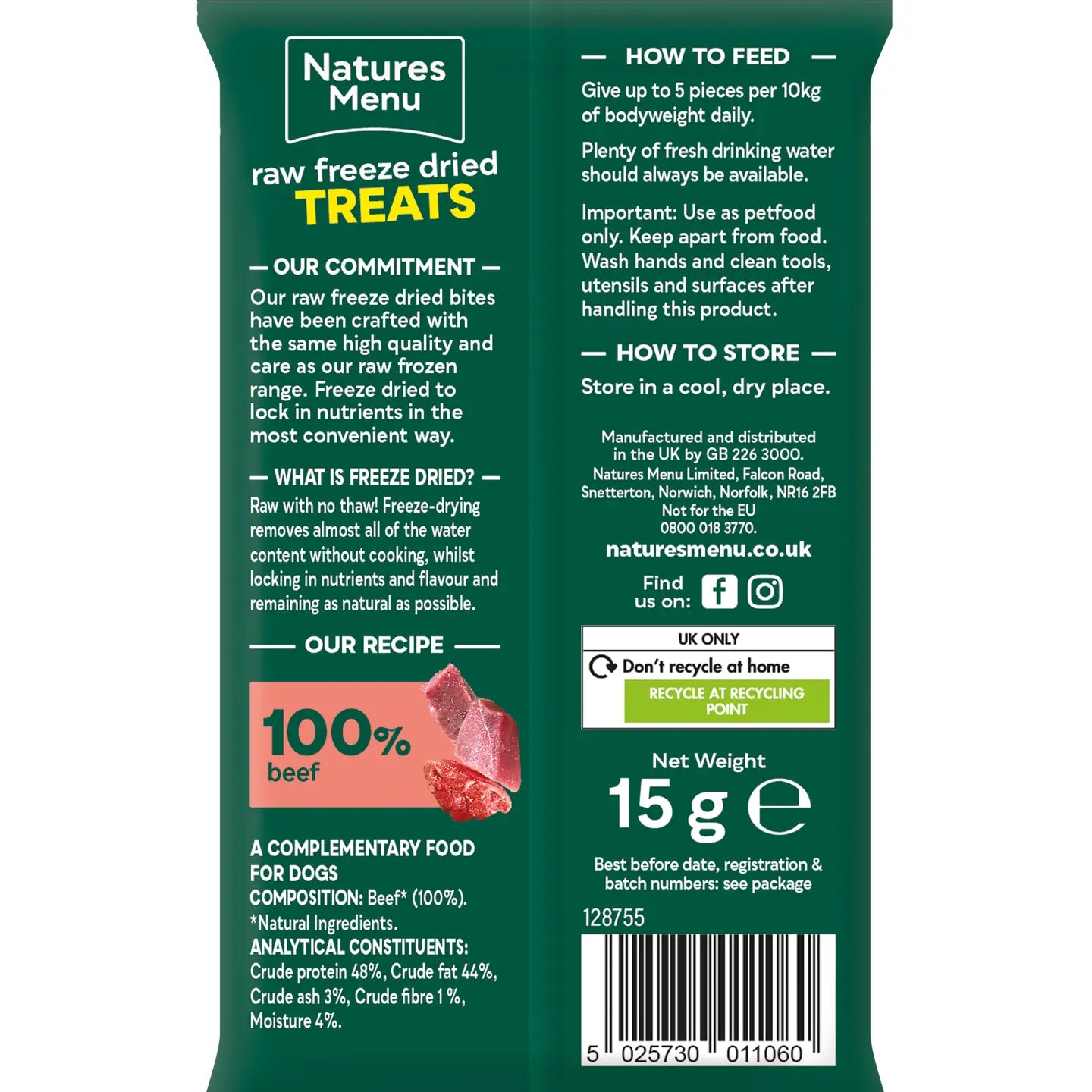 Natures Menu Freeze Dried Beef 15g