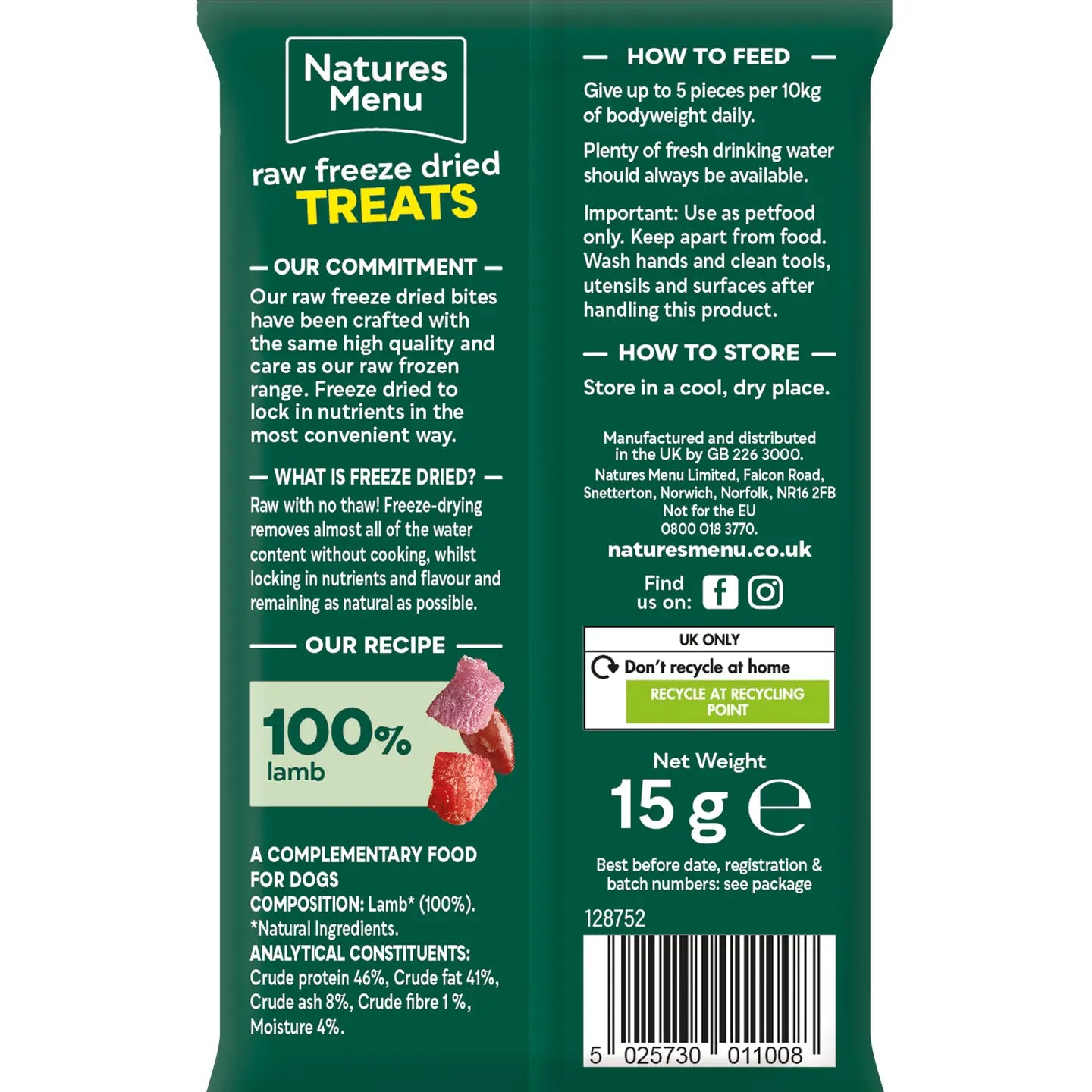 Natures Menu Freeze Dried Lamb Bites 15g