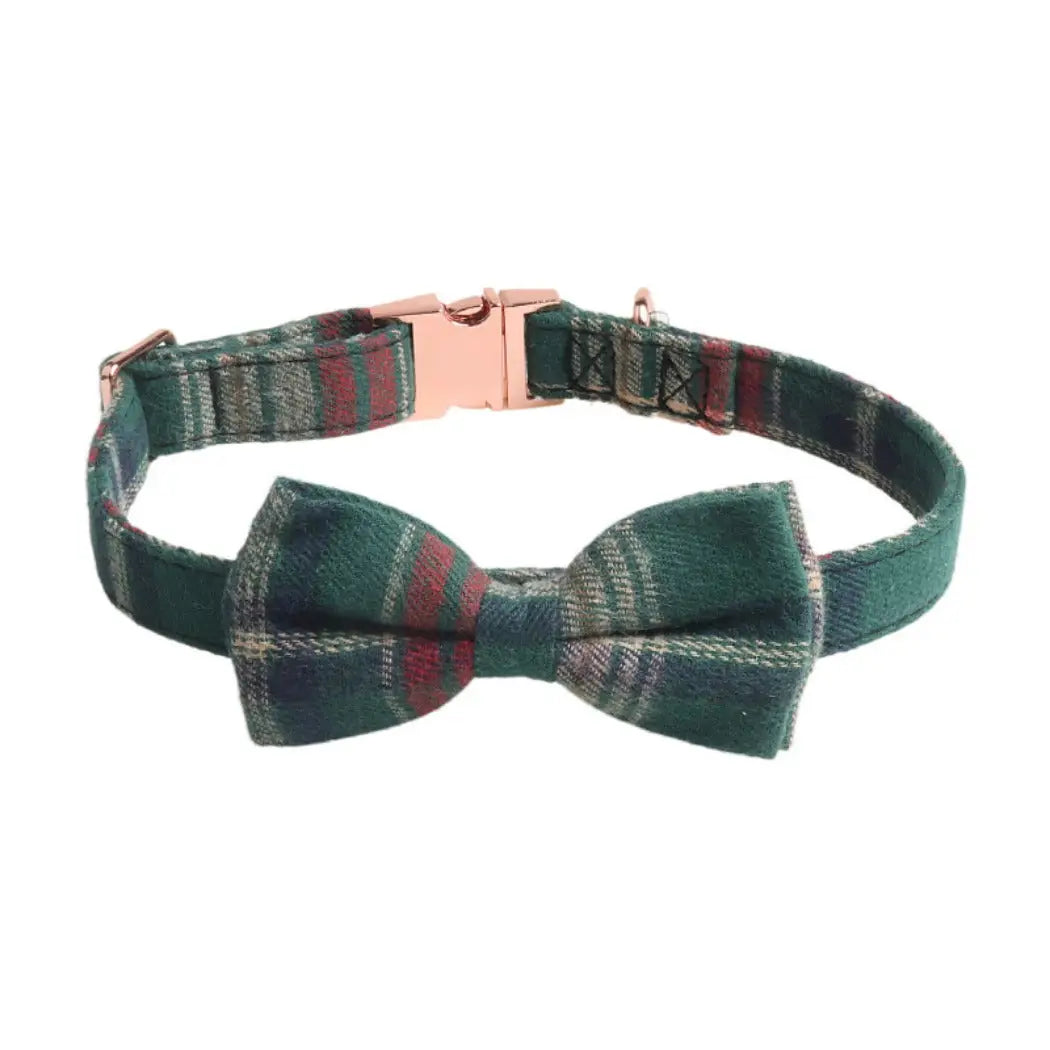Large Tartan Christmas Bow Tie Collar For Dogs