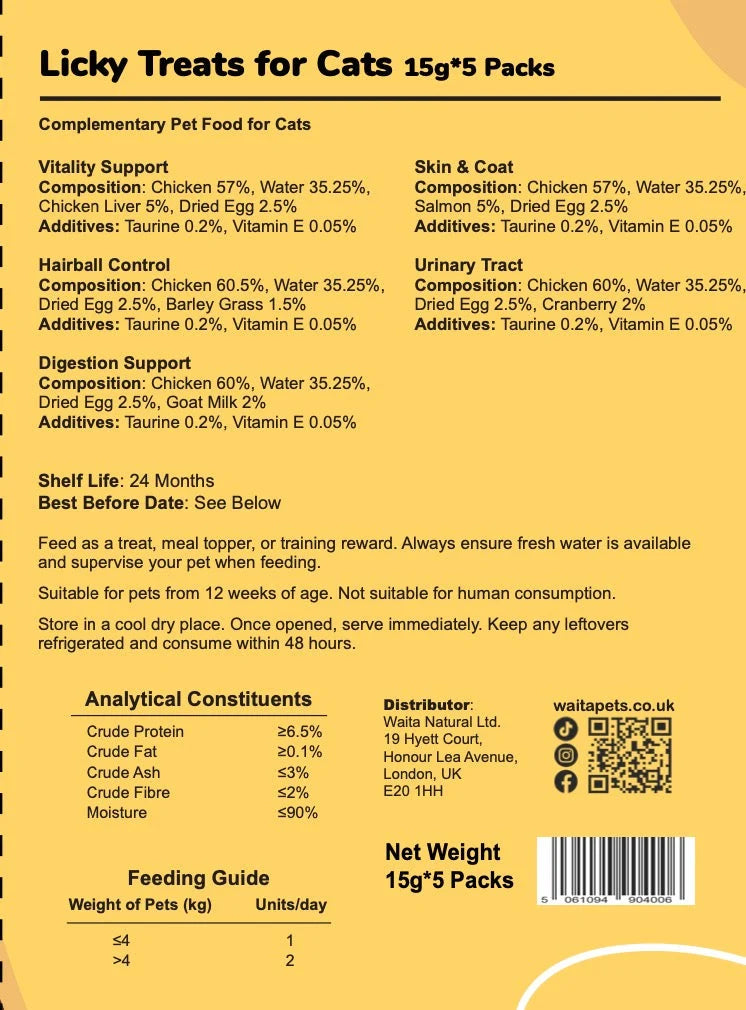 Waita Cat Licky Treats 5 x 15g