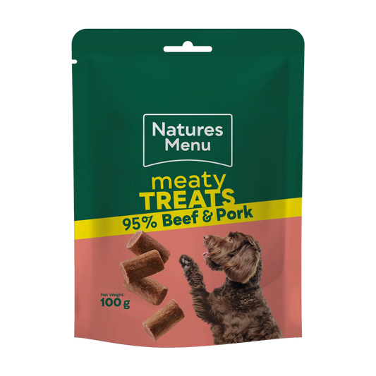 Natures Menu Beef & Pork Meaty Treats For Dogs 100g