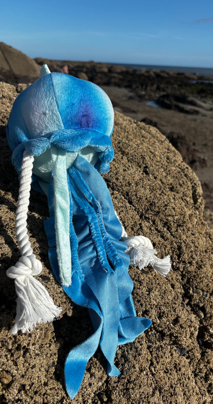 Eco Friendly JellyFish Plush & Rope Squeaky Tug Dog Toy