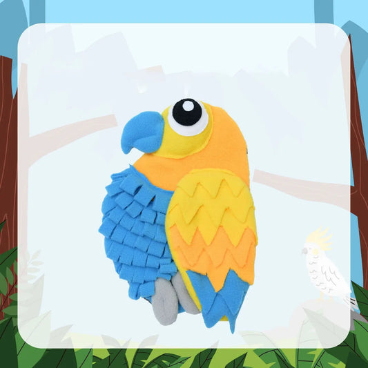 Snuffy – Colorful Parrot Snuffle Toy Blue & Yellow For Dogs & Cats