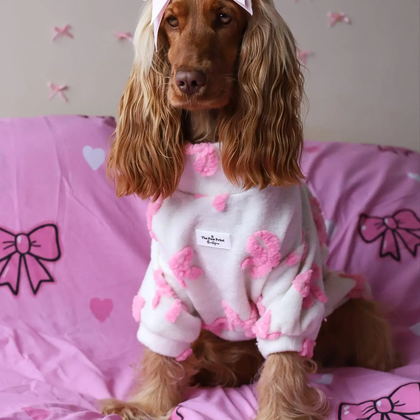 Paw Print Boutique Dog Fleece Pink Bow