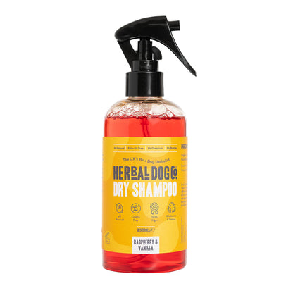 Herbal Dog Co Raspberry and Vanilla | Botanical Instant Freshening Dry Shampoo: The Effortless Bath in a Bottle Every Dog Owner Needs