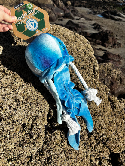 Eco Friendly JellyFish Plush & Rope Squeaky Tug Dog Toy