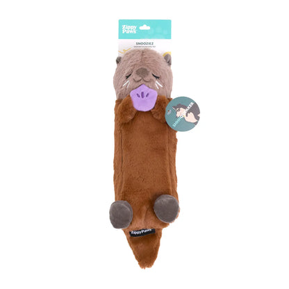 ZippyPaws Snooziez With Shhhqueaker - Silent Squeaker Toy For Dogs - Otter
