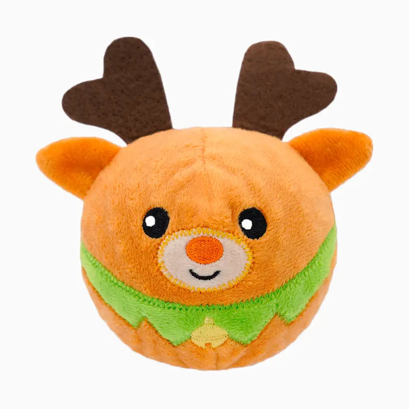 Christmas Reindeer Squeaky Ball Dog Toy