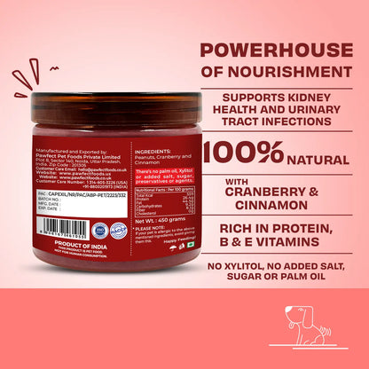 Cranberry & Cinnamon Peanut Butter For Dogs 275g