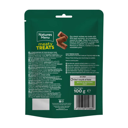 Natures Menu Beef & Pork Meaty Treats For Dogs 100g