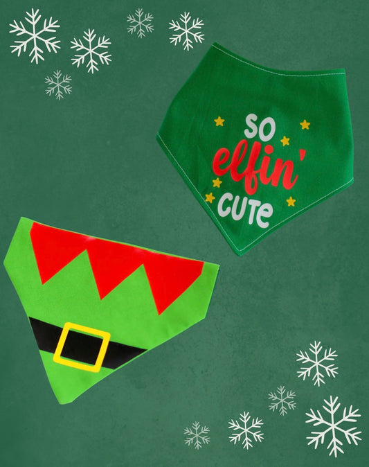 Elf Themed Dog Bandanas Christmas Dog Accessories