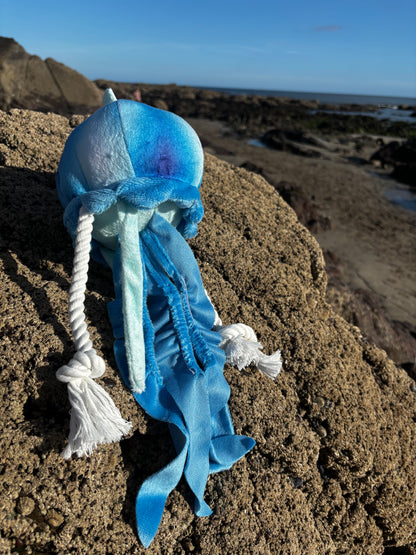 Eco Friendly JellyFish Plush & Rope Squeaky Tug Dog Toy