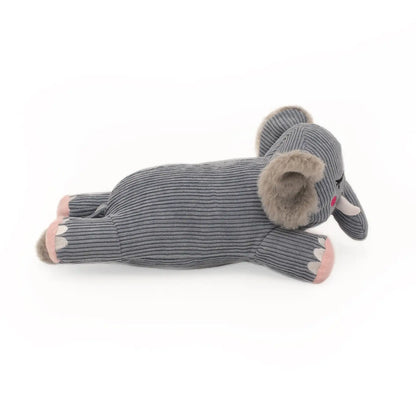 ZippyPaws Snooziez With Shhhqueaker - Silent Squeaker Toy For Dogs - Elephant