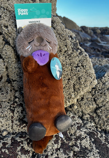 ZippyPaws Snooziez With Shhhqueaker - Silent Squeaker Toy For Dogs - Otter