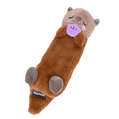 ZippyPaws Snooziez With Shhhqueaker - Silent Squeaker Toy For Dogs - Otter