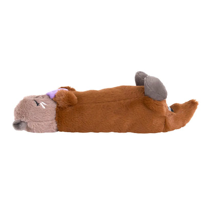 ZippyPaws Snooziez With Shhhqueaker - Silent Squeaker Toy For Dogs - Otter