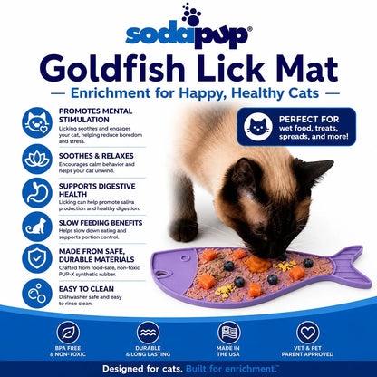 Goldfish LickiMat - Small Enrichment Lick Mat For Cats & Small Dogs Sodapup