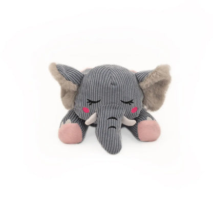 ZippyPaws Snooziez With Shhhqueaker - Silent Squeaker Toy For Dogs - Elephant