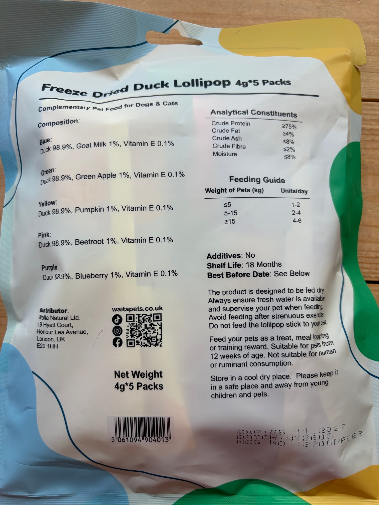 Waita Freeze Dried Lollipops For Cats & Dogs DUCK
