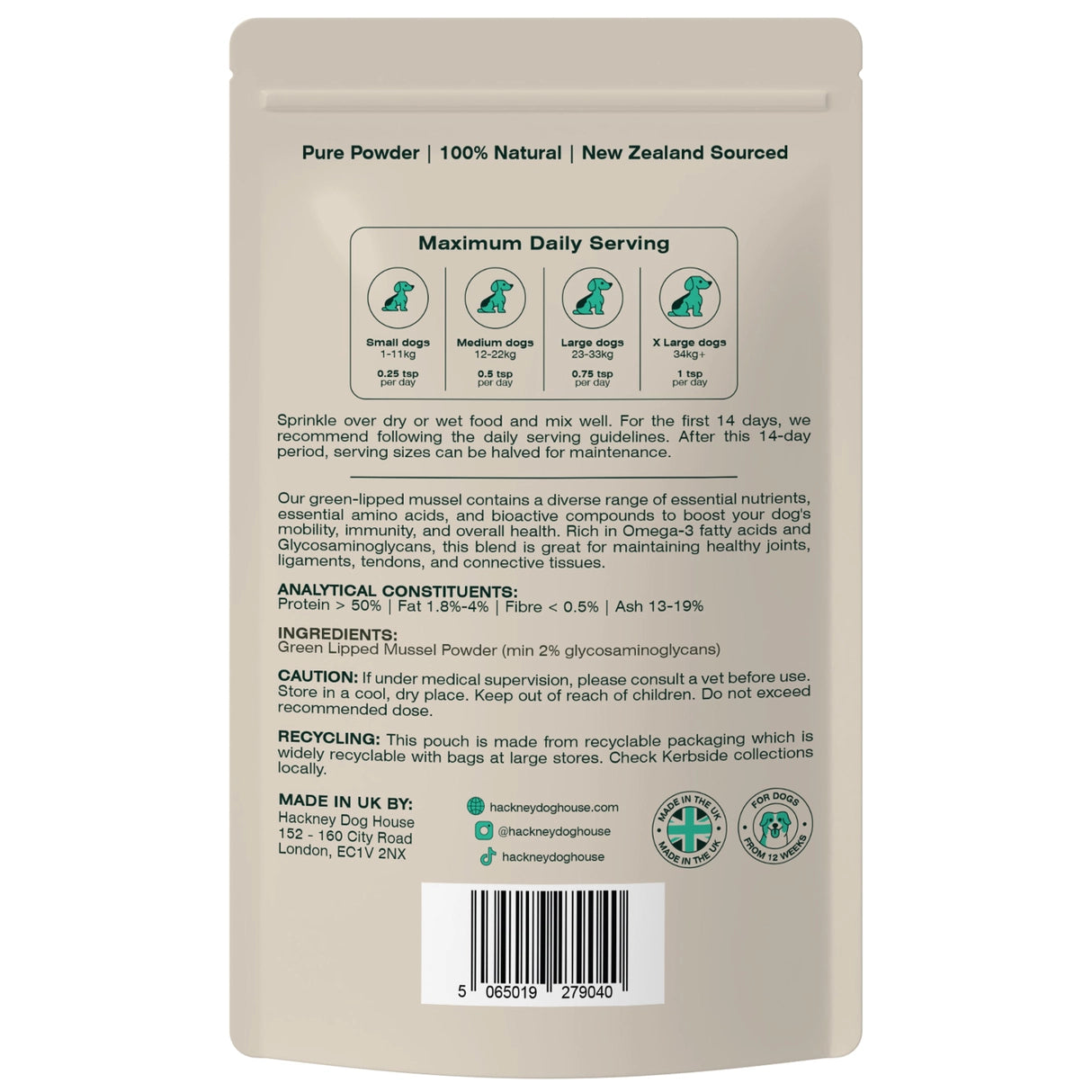 Green Lipped Mussel Powder For Dogs | 80 Servings