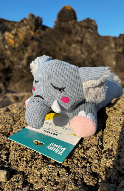 ZippyPaws Snooziez With Shhhqueaker - Silent Squeaker Toy For Dogs - Elephant