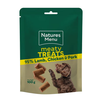 Natures Menu Meaty Treats For Dogs - Lamb, Chicken & Pork 100g