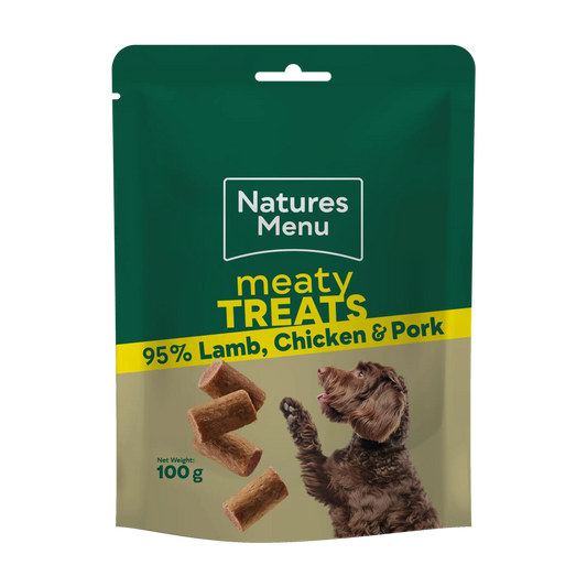 Natures Menu Meaty Treats For Dogs - Lamb, Chicken & Pork 100g