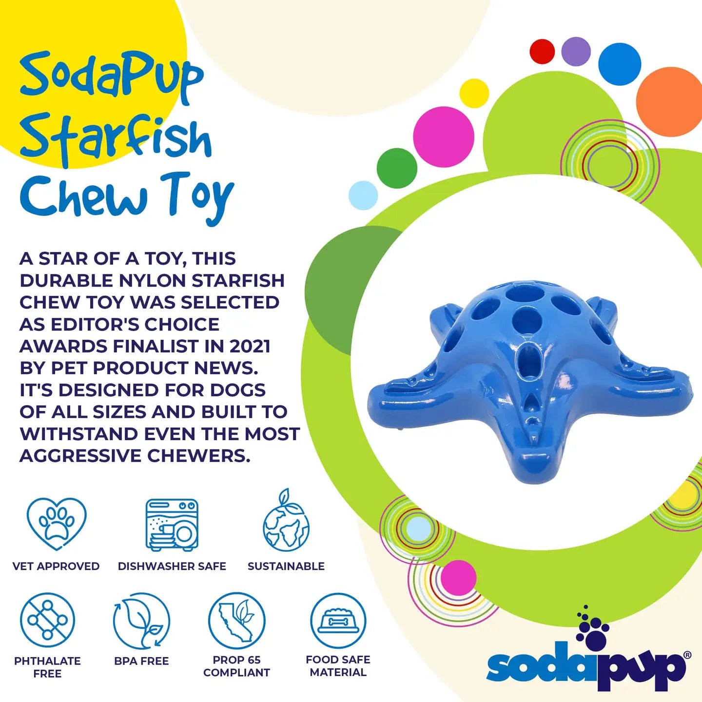 SodaPup Starfish Ultra Durable Nylon Dog Chew & Enrichment Toy