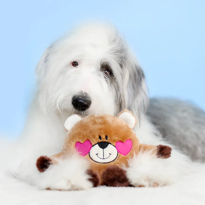 ZippyPaws Valentines Bear In Love Squeaky Dog Plush Toy