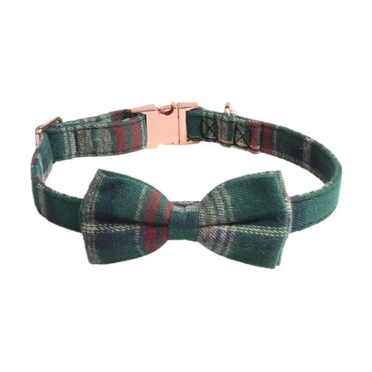 Large Tartan Christmas Bow Tie Collar For Dogs