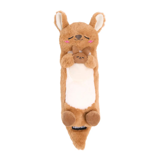 ZippyPaws Snooziez with Shhhqueaker Kangaroo Silent Squeaker Dog Toy