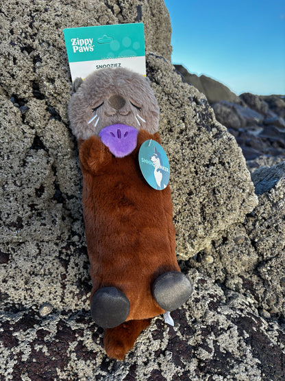 ZippyPaws Snooziez With Shhhqueaker - Silent Squeaker Toy For Dogs - Otter