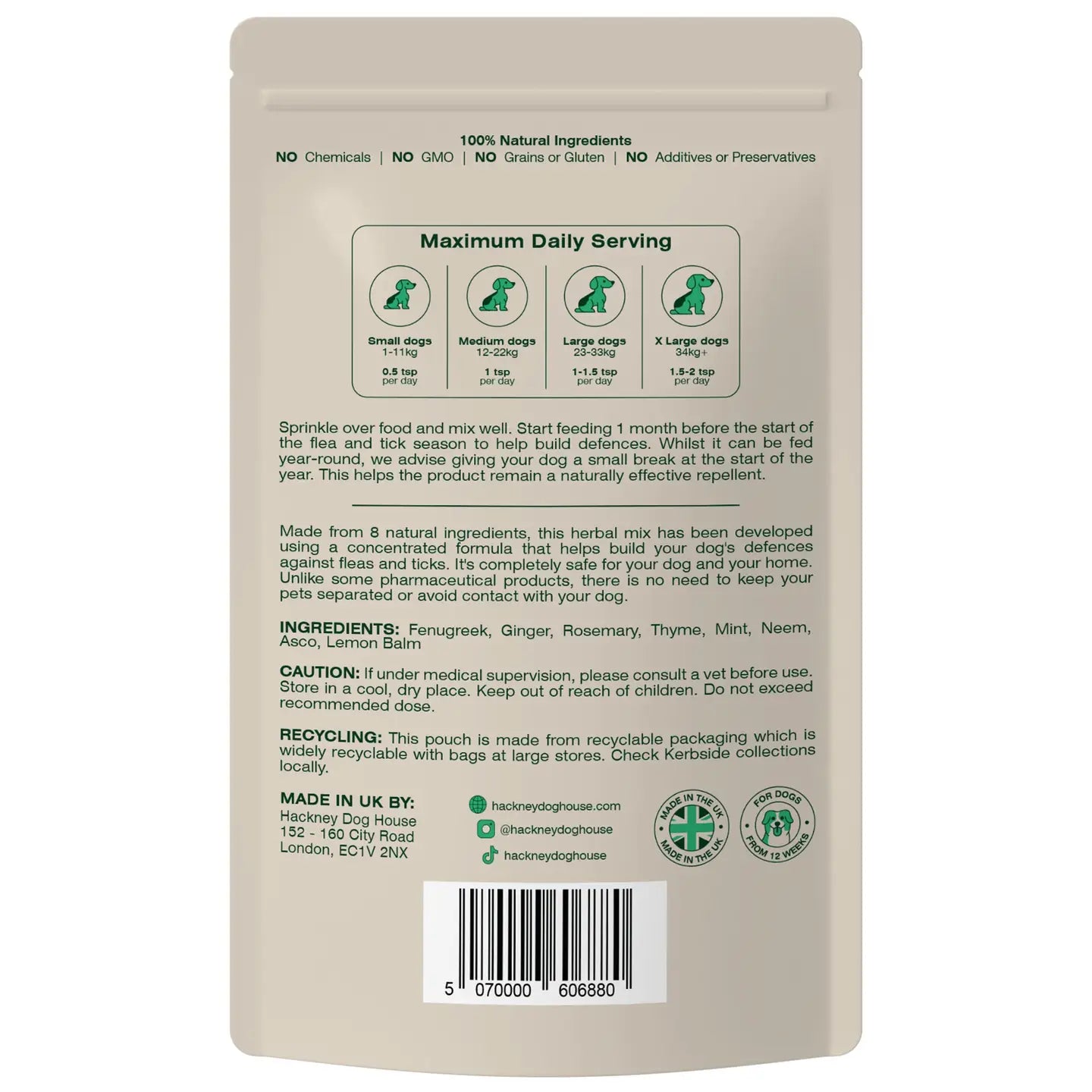 Hackney Dog House Natural Flea & Tick Prevention Food Topper