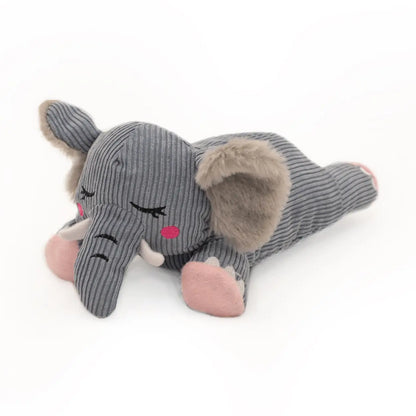 ZippyPaws Snooziez With Shhhqueaker - Silent Squeaker Toy For Dogs - Elephant