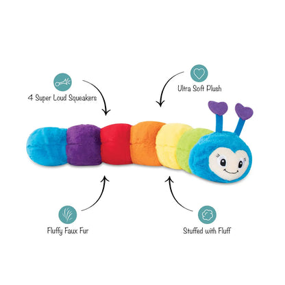 Giant Plush Multi Squeaker Caterpillar Dog Toy