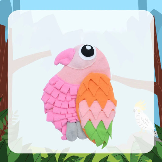 Snuffy – Colorful Parrot Snuffle Toy Pink For Dogs & Cats