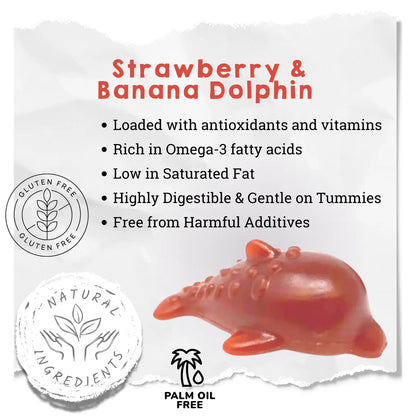 Strawberry & Banana Dolphin Medium Natural Dog Treat
