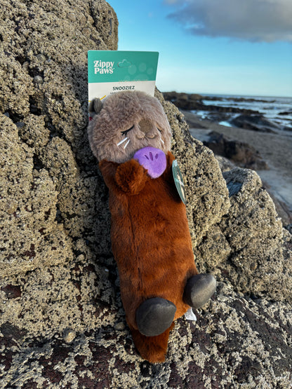 ZippyPaws Snooziez With Shhhqueaker - Silent Squeaker Toy For Dogs - Otter