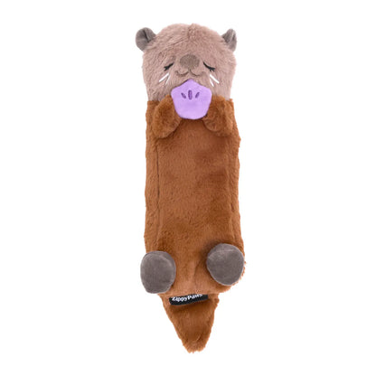 ZippyPaws Snooziez With Shhhqueaker - Silent Squeaker Toy For Dogs - Otter