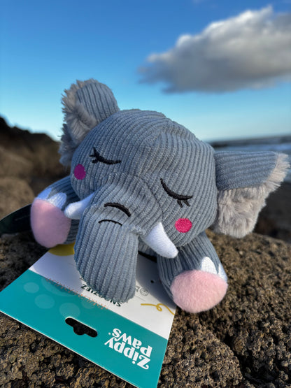 ZippyPaws Snooziez With Shhhqueaker - Silent Squeaker Toy For Dogs - Elephant