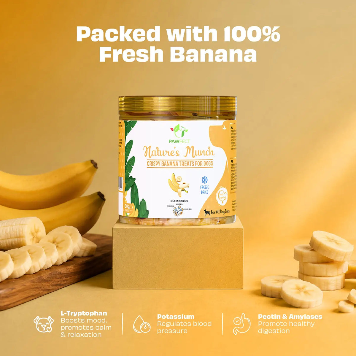 Pawfect Freeze Dried Banana Treats For Dogs 60g