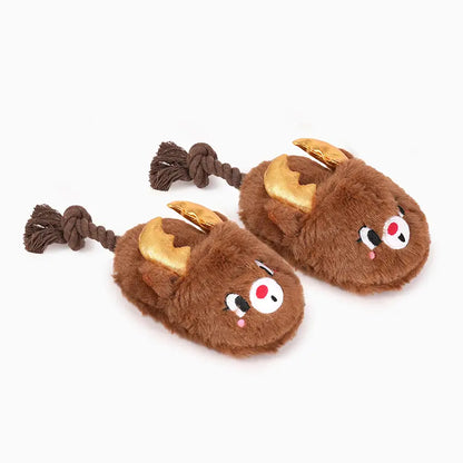 Happy Woofmas Christmas Reindeer Slipper Dog Toy