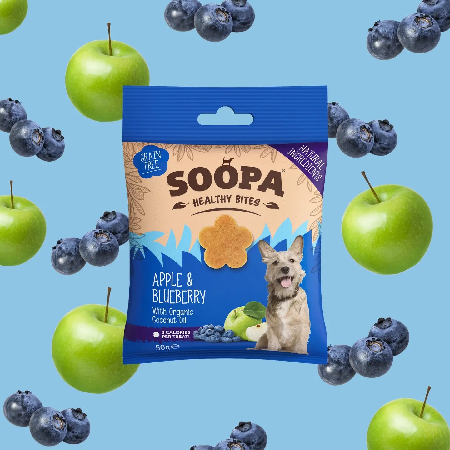 Soopa Apple & Blueberry Dog Treats 50g
