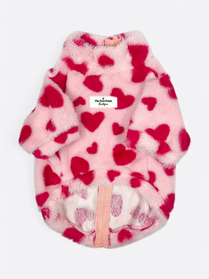Paw Print Boutique Love Hearts Fluffy & Fabulous Fleece Size