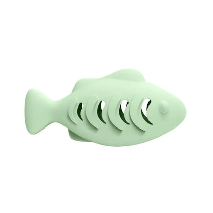 Dual-Sided Leaky Cat Food Toy - Fish Design Green Cat Treat Dispenser Toy