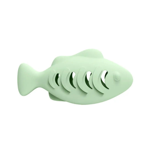 Dual-Sided Leaky Cat Food Toy - Fish Design Green Cat Treat Dispenser Toy