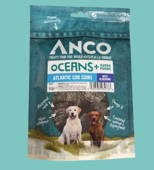 Anco Oceans+ Atlantic Cod Coins with Blueberry 50g