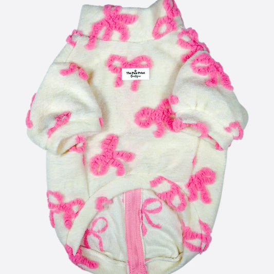 Paw Print Boutique Dog Fleece Pink Bow