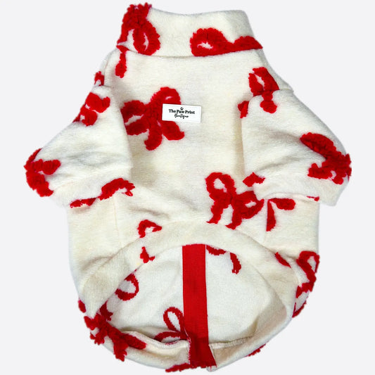 Paw Print Boutique Dog Fleece Red Bow